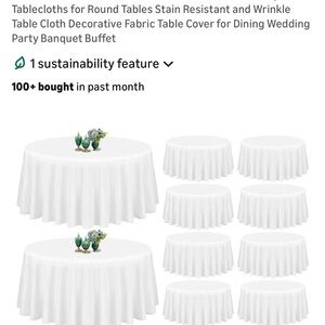 10 Pack White Round 90” for Round Tables Stain Resistant & Washable Table Cloth